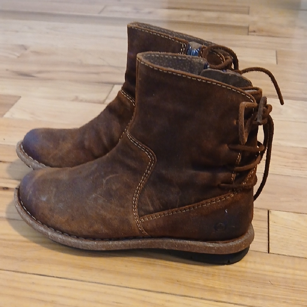 Womens Born Brown Leather Ankle Boots